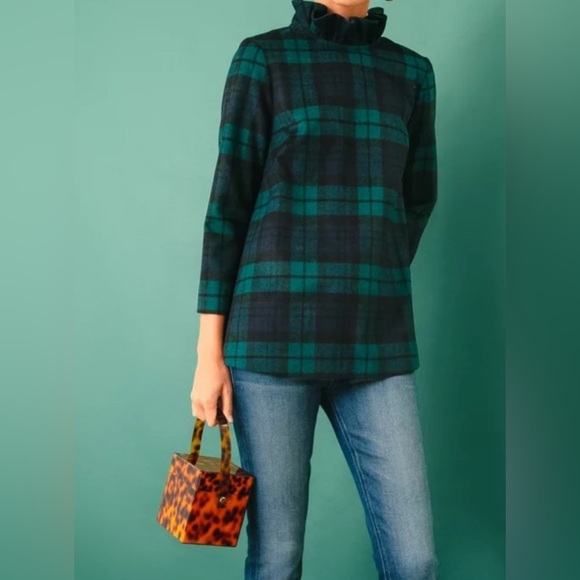 Tuckernuck Black and Green Plaid HighTurtleneck XL - Picture 1 of 12